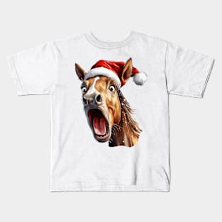 Funny Christmas Horse Face Kids T-Shirt